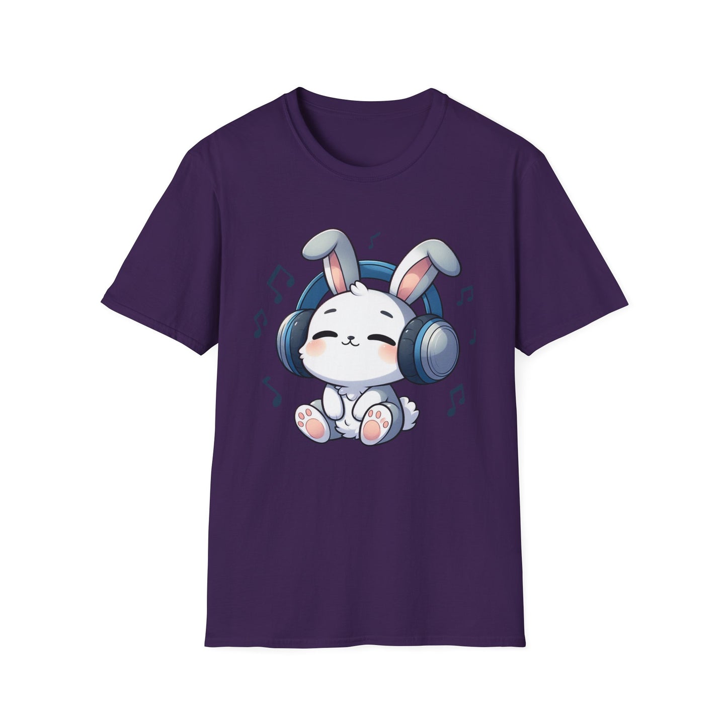 Cute Bunny Music Unisex Softstyle T-Shirt - Perfect Gift for Music Lovers