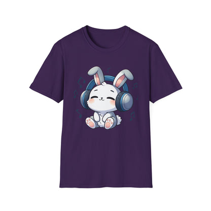 Cute Bunny Music Unisex Softstyle T-Shirt - Perfect Gift for Music Lovers