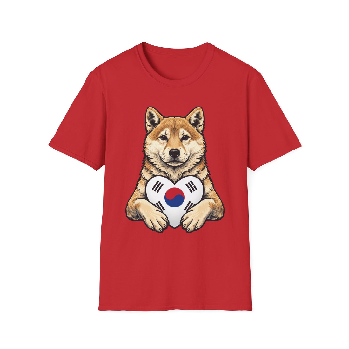 Shiba Inu Heart Tee — Cute Dog Holding South Korean Flag Graphic T-Shirt