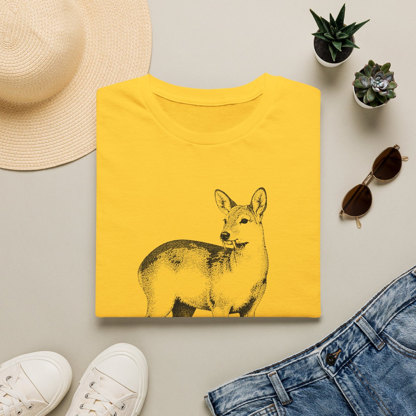 Deer Illustration T-Shirt — Korean '고라니' Graphic Tee