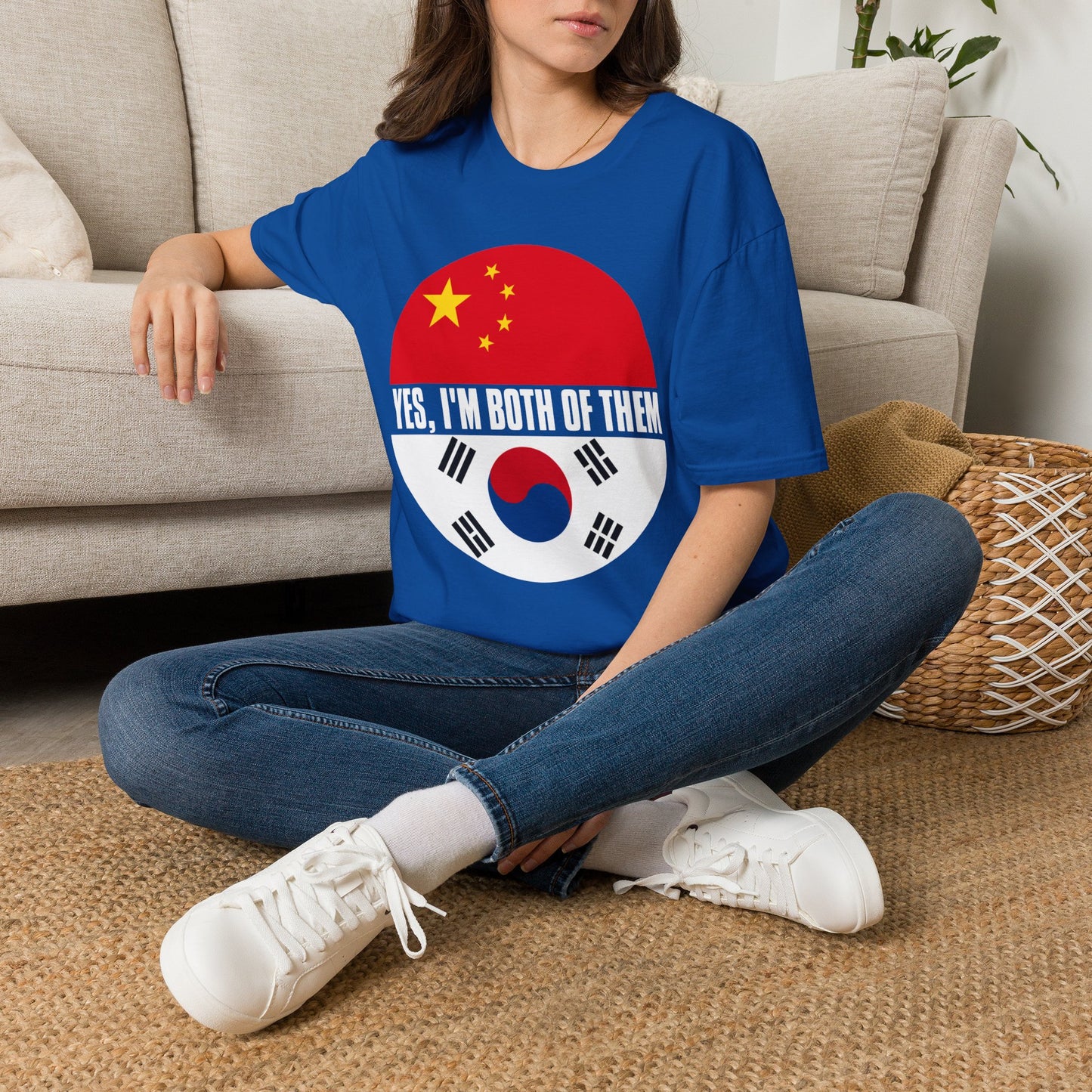 Flag Heritage T-Shirt — “Yes, I’m Both of Them” China & South Korea Pride Tee