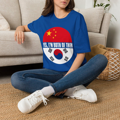 Flag Heritage T-Shirt — “Yes, I’m Both of Them” China & South Korea Pride Tee