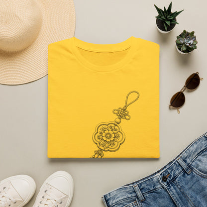 Korean Norigae Charm T-Shirt — Floral Tassel Hanbok Accessory Tee