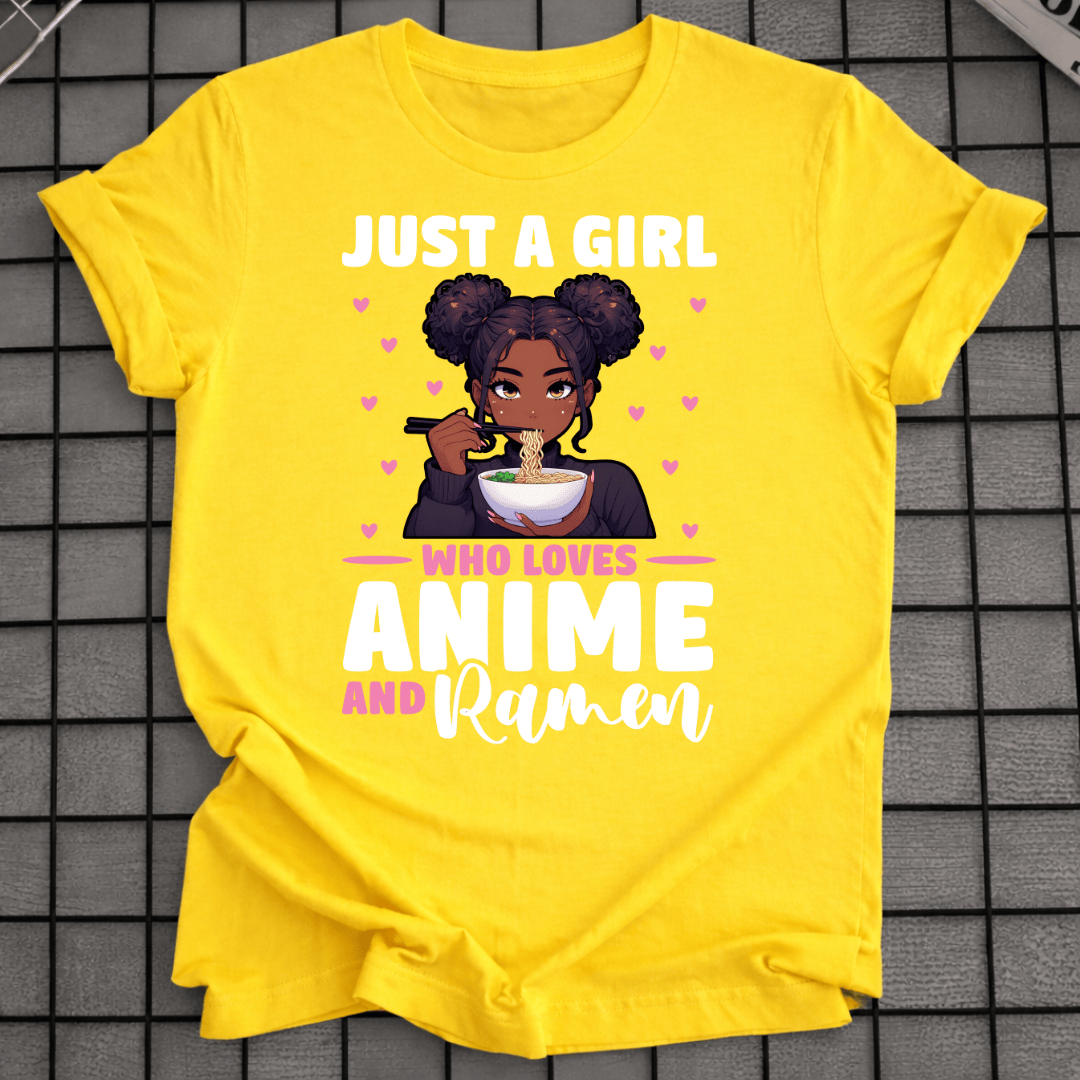 NUR EIN MÄDCHEN, DAS ANIME UND RAMEN LIEBT T-SHIRT