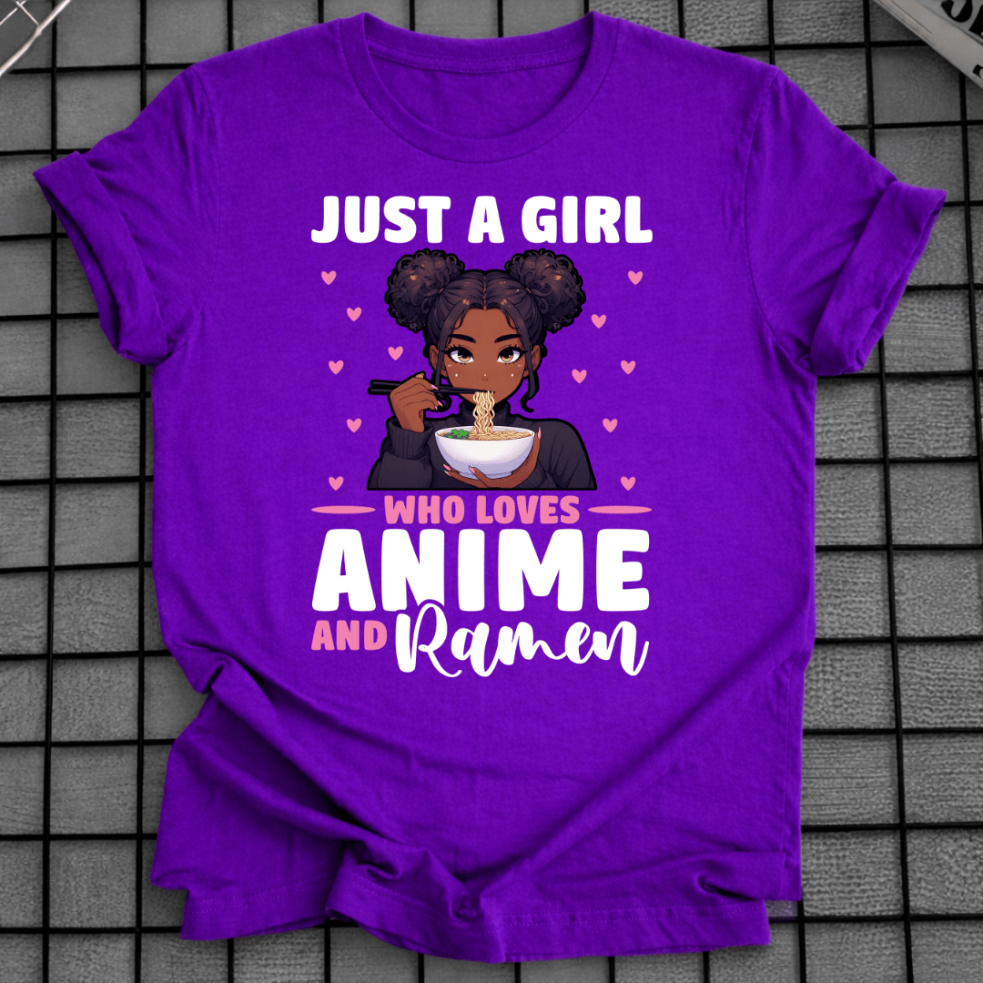 NUR EIN MÄDCHEN, DAS ANIME UND RAMEN LIEBT T-SHIRT
