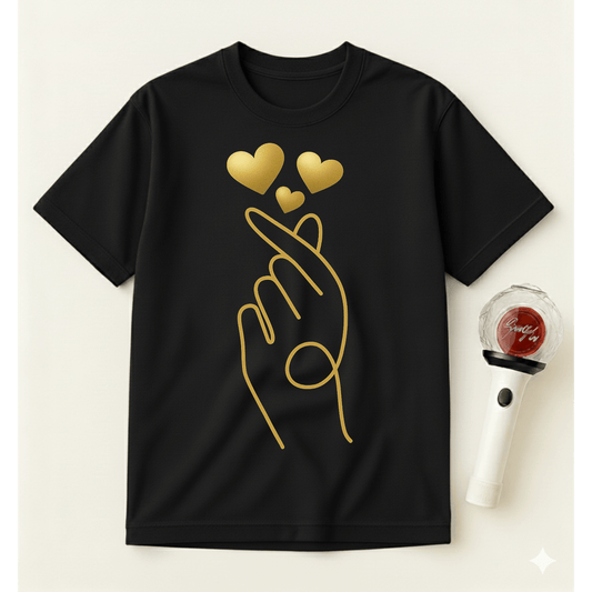 GOLD FINGER HEART T-SHIRT