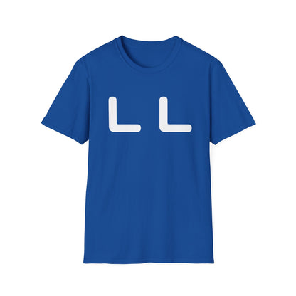 Minimalist LL Graphic T-Shirt — Bold White Letter Design