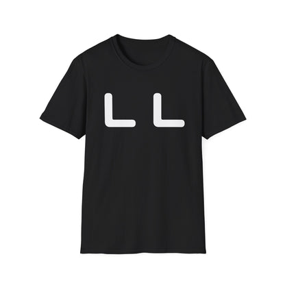 Minimalist LL Graphic T-Shirt — Bold White Letter Design