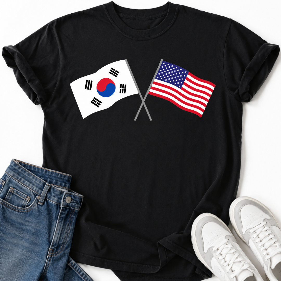 KOREA USA CROSSED FLAGS T-SHIRT
