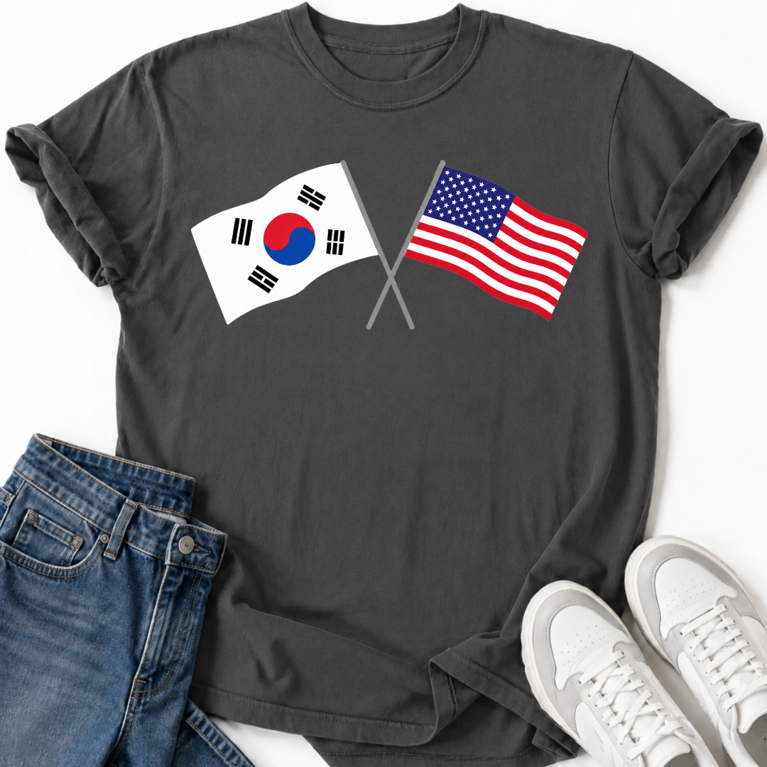 KOREA USA CROSSED FLAGS T-SHIRT