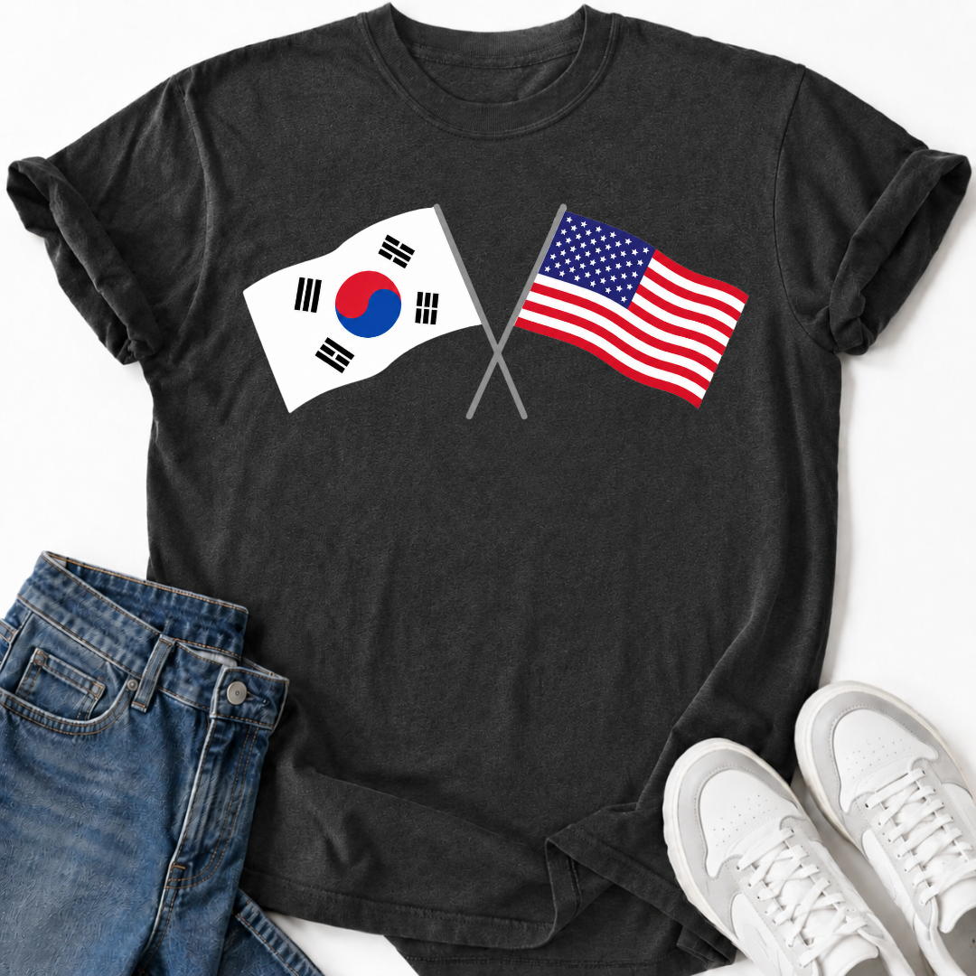 KOREA USA CROSSED FLAGS T-SHIRT