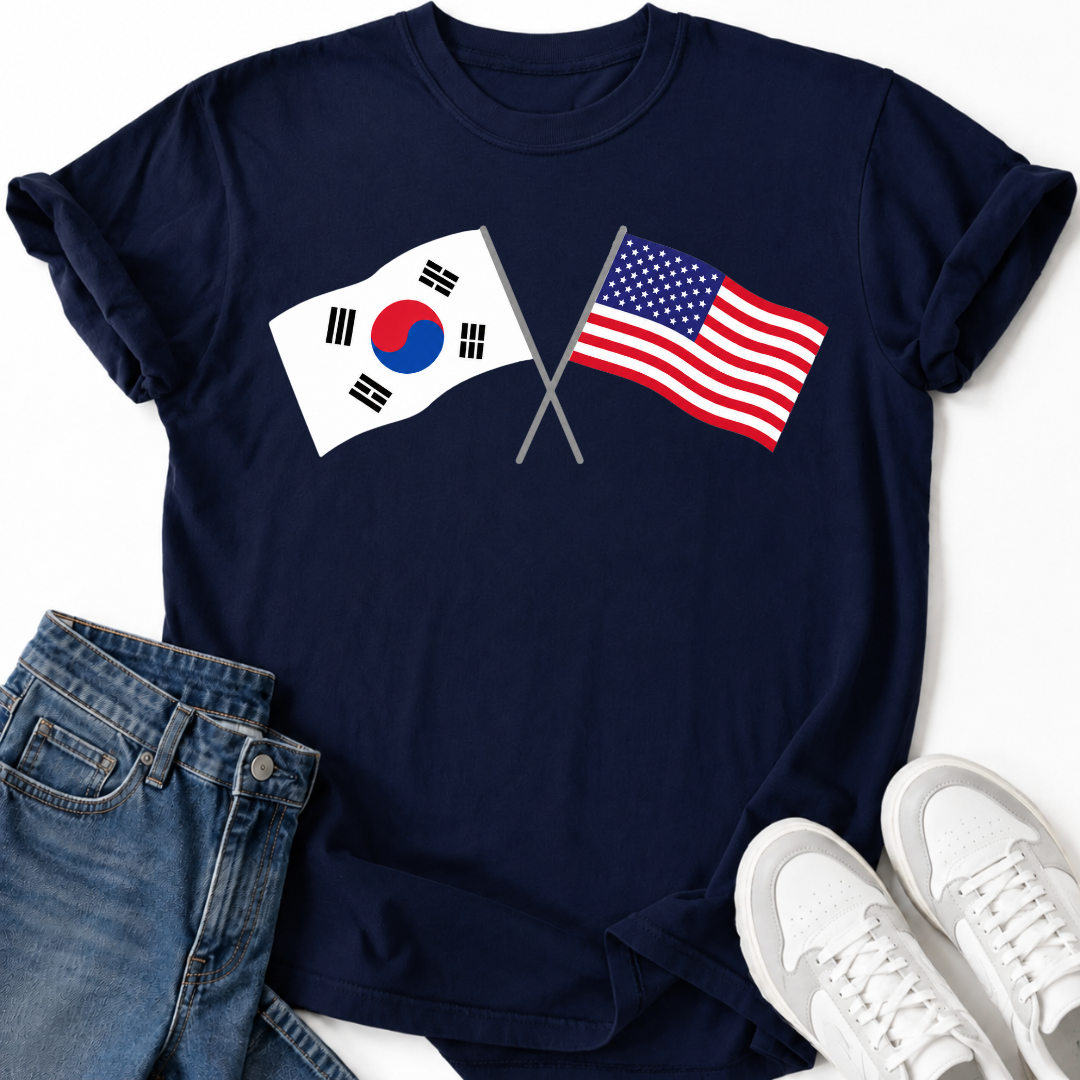 KOREA USA CROSSED FLAGS T-SHIRT