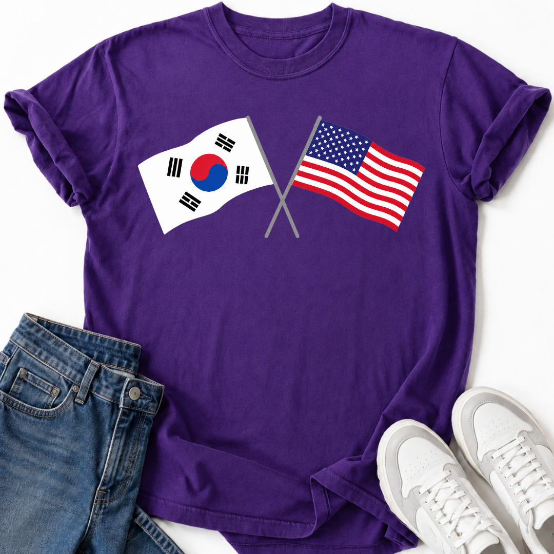 KOREA USA CROSSED FLAGS T-SHIRT