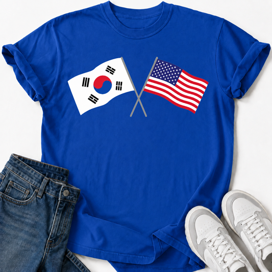 KOREA USA CROSSED FLAGS T-SHIRT