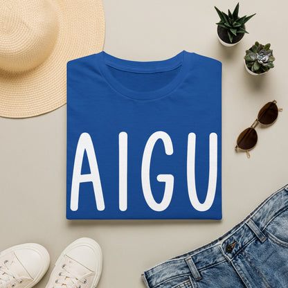 AIGU Korean Text Graphic T-Shirt — Cute K-pop Inspired Lettering Tee