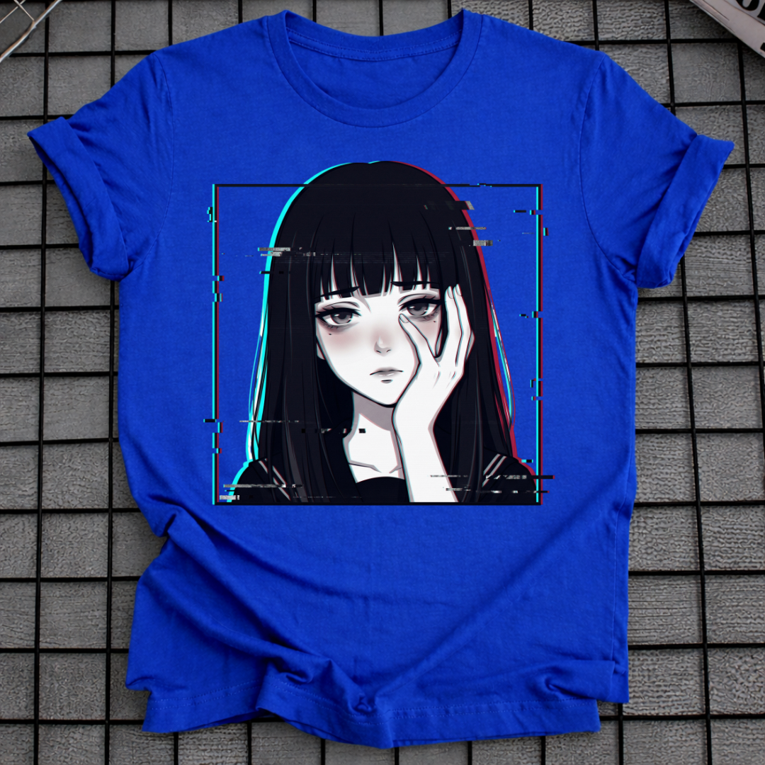 GLITCH ANIME GOTH GIRL T-SHIRT