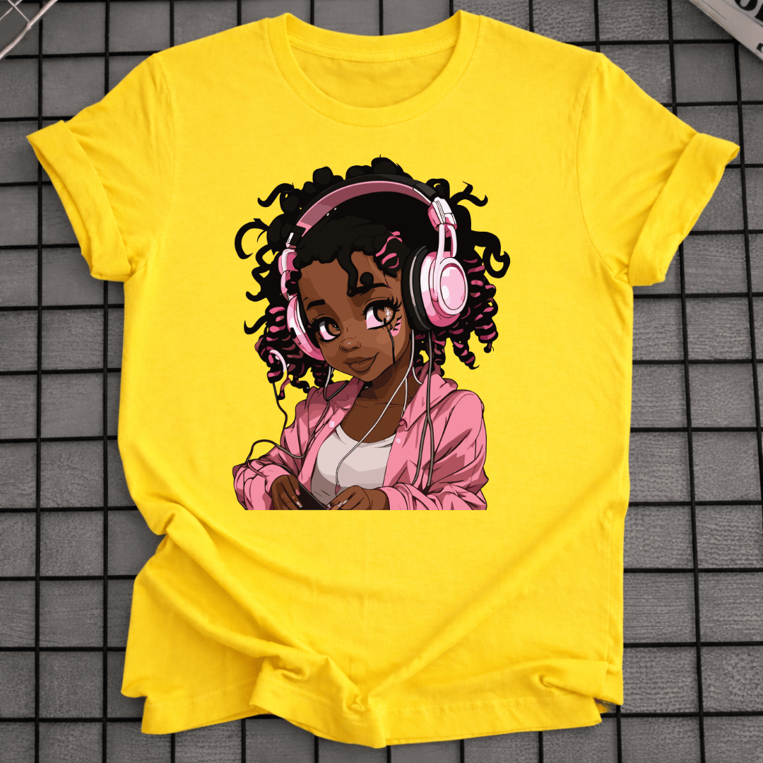 BLACK ANIME MUSIC T-SHIRT