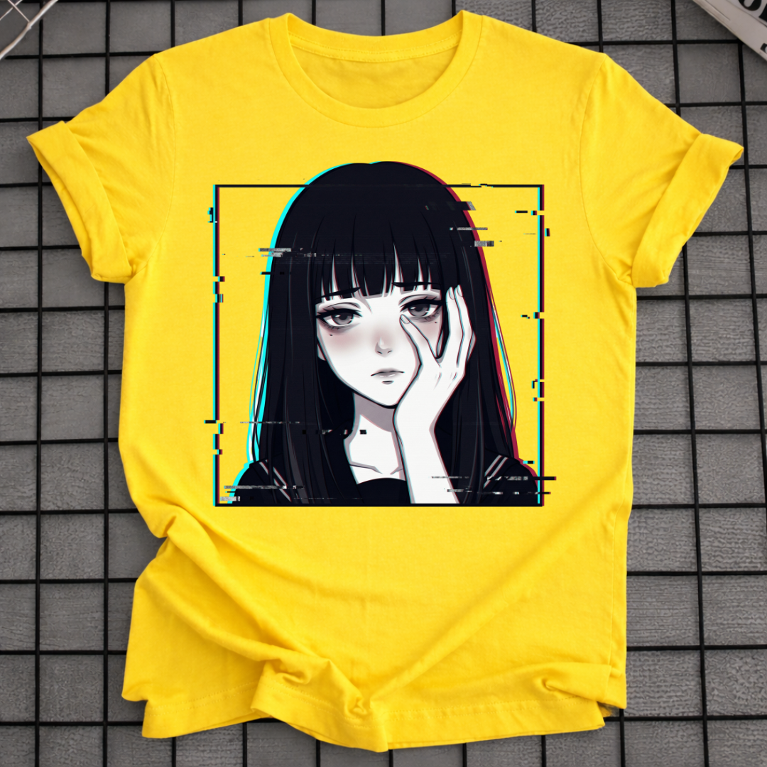 GLITCH ANIME GOTH GIRL T-SHIRT