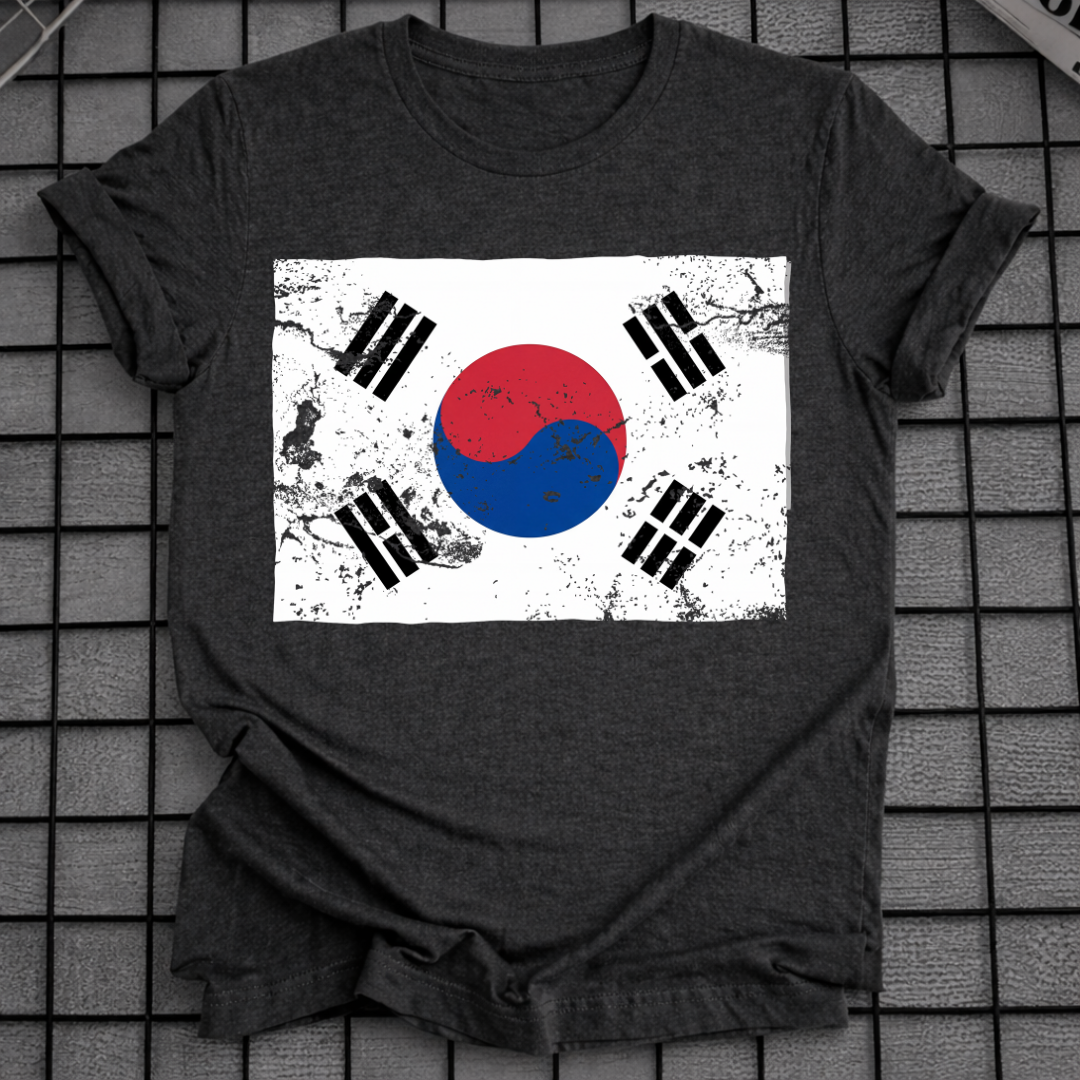 KOREA FLAG GRUNGE T-SHIRT