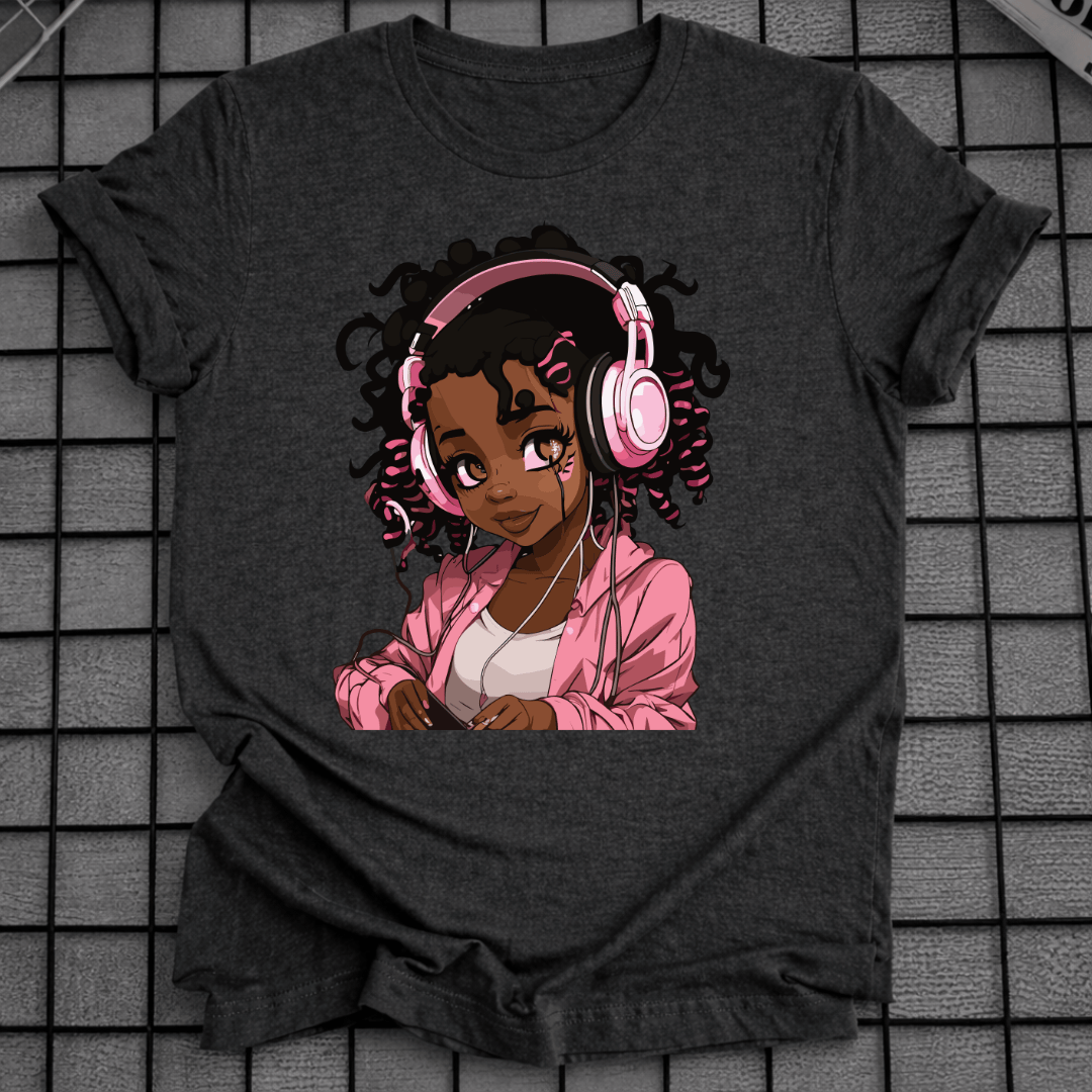 BLACK ANIME MUSIC T-SHIRT