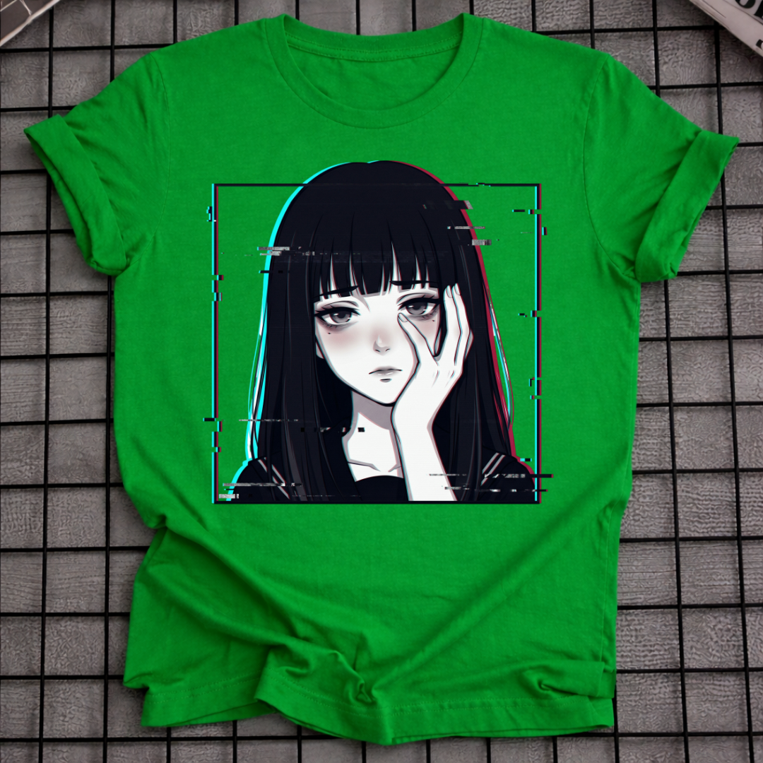 GLITCH ANIME GOTH GIRL T-SHIRT