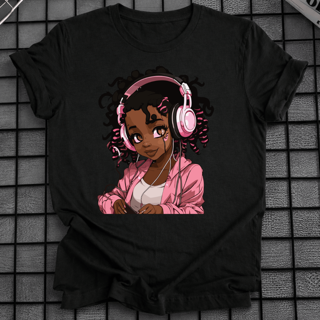 BLACK ANIME MUSIC T-SHIRT