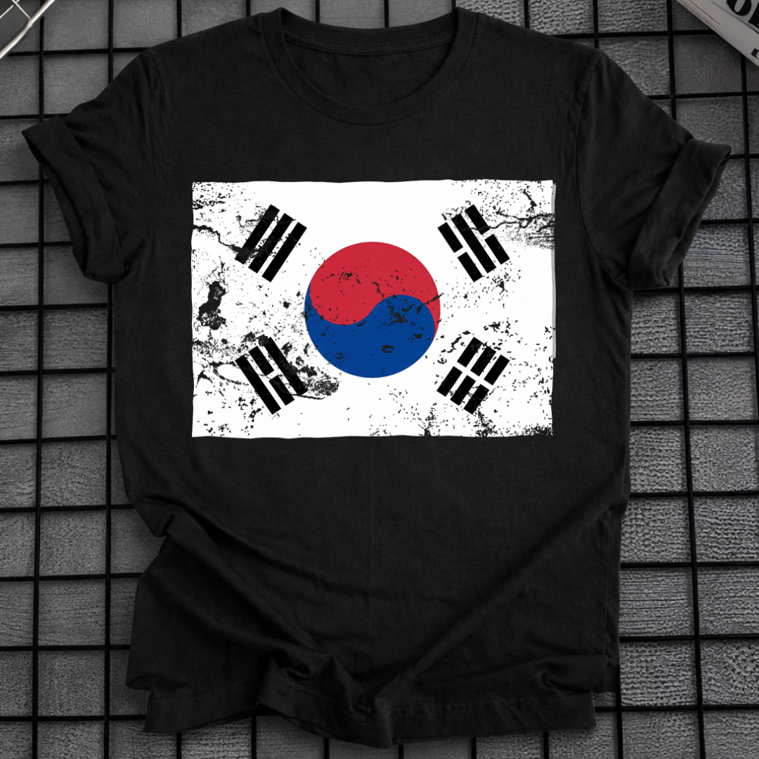 KOREA FLAG GRUNGE T-SHIRT