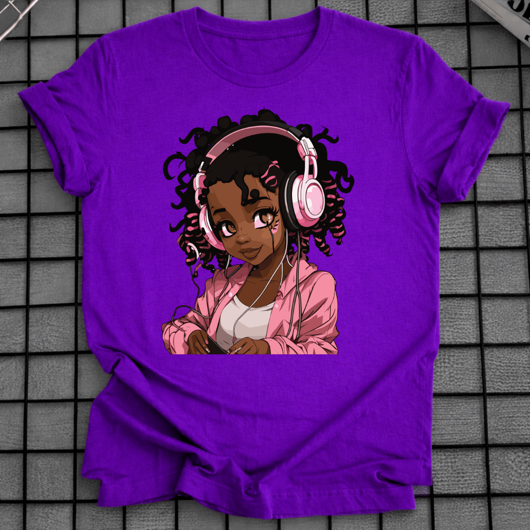 BLACK ANIME MUSIC T-SHIRT