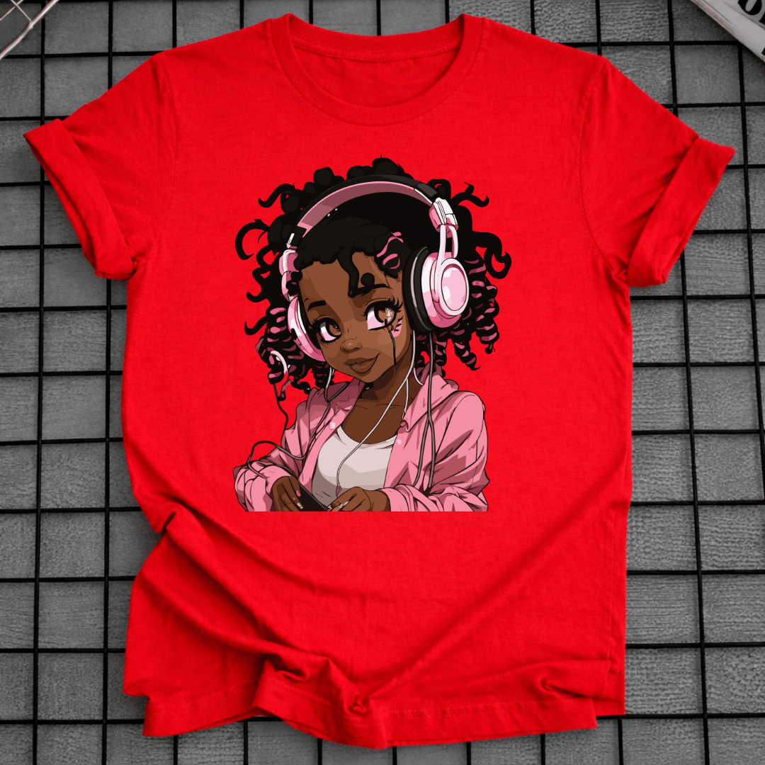 BLACK ANIME MUSIC T-SHIRT