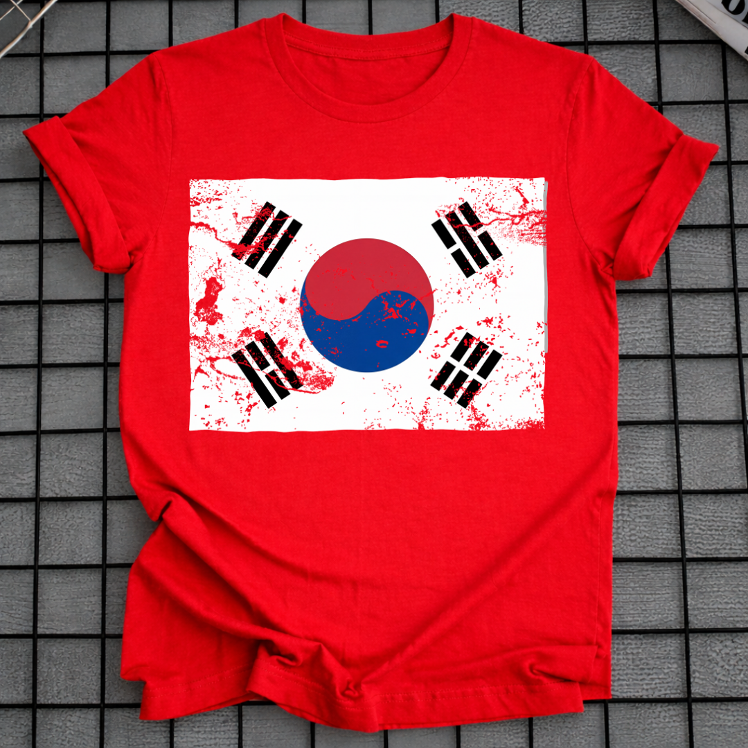 KOREA FLAG GRUNGE T-SHIRT