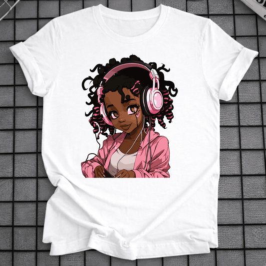 BLACK ANIME MUSIC T-SHIRT