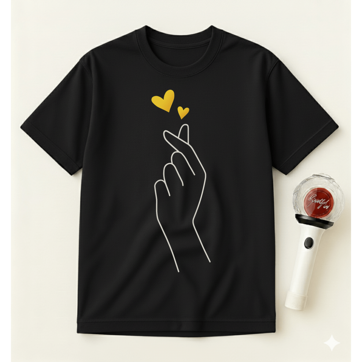 YELLOW FINGER HEART T-SHIRT