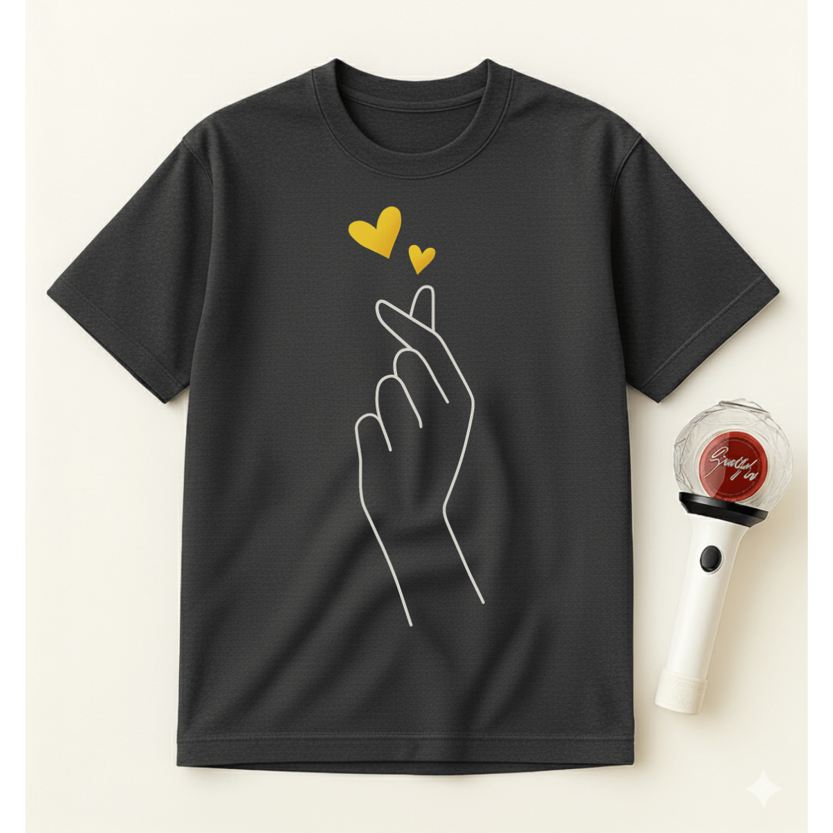 YELLOW FINGER HEART T-SHIRT