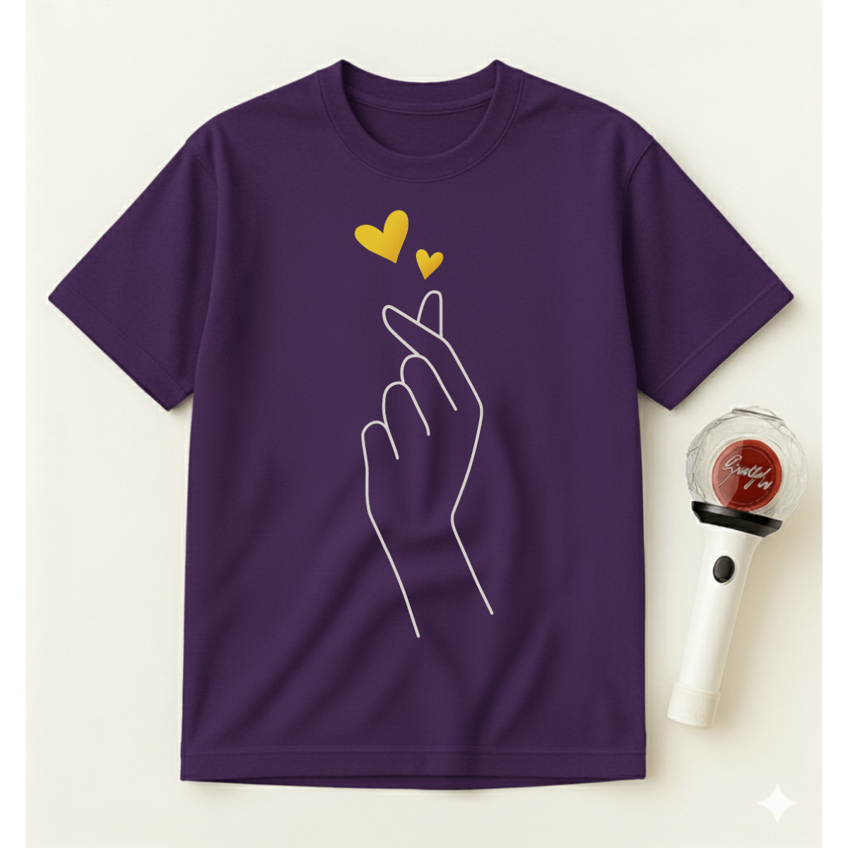 YELLOW FINGER HEART T-SHIRT