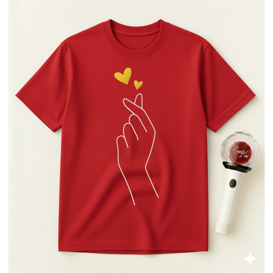 YELLOW FINGER HEART T-SHIRT