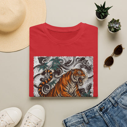 Tiger Tattoo Graphic T‑Shirt — Roaring Tiger Illustration Tee