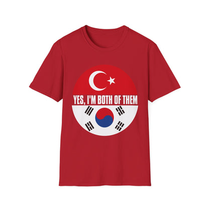 T-Shirt - "Yes, I'm Both of Them" Turkish & Korean Flag Heritage Tee