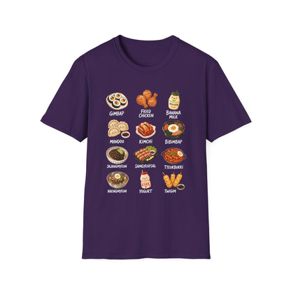 Korean Food Icons T-Shirt — Gimbap, Kimchi, Bibimbap & More Foodie Tee