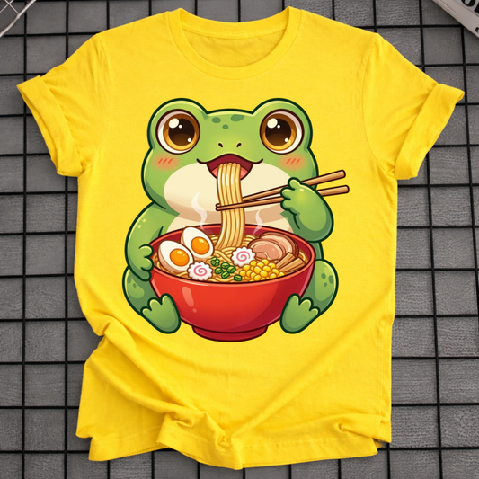 FROG EATING NOODLES T-SHIRT