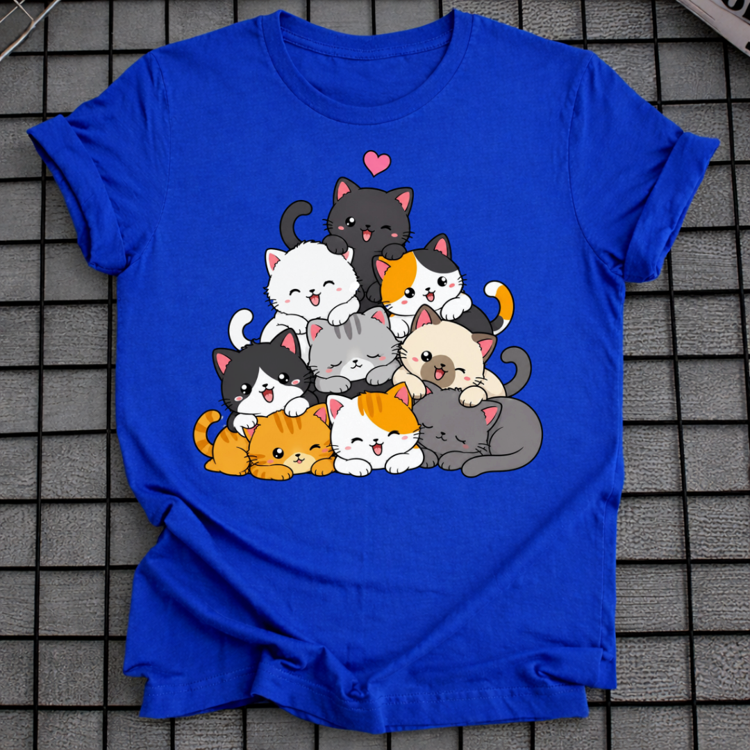 STAPEL VON KÄTZCHEN T-SHIRT