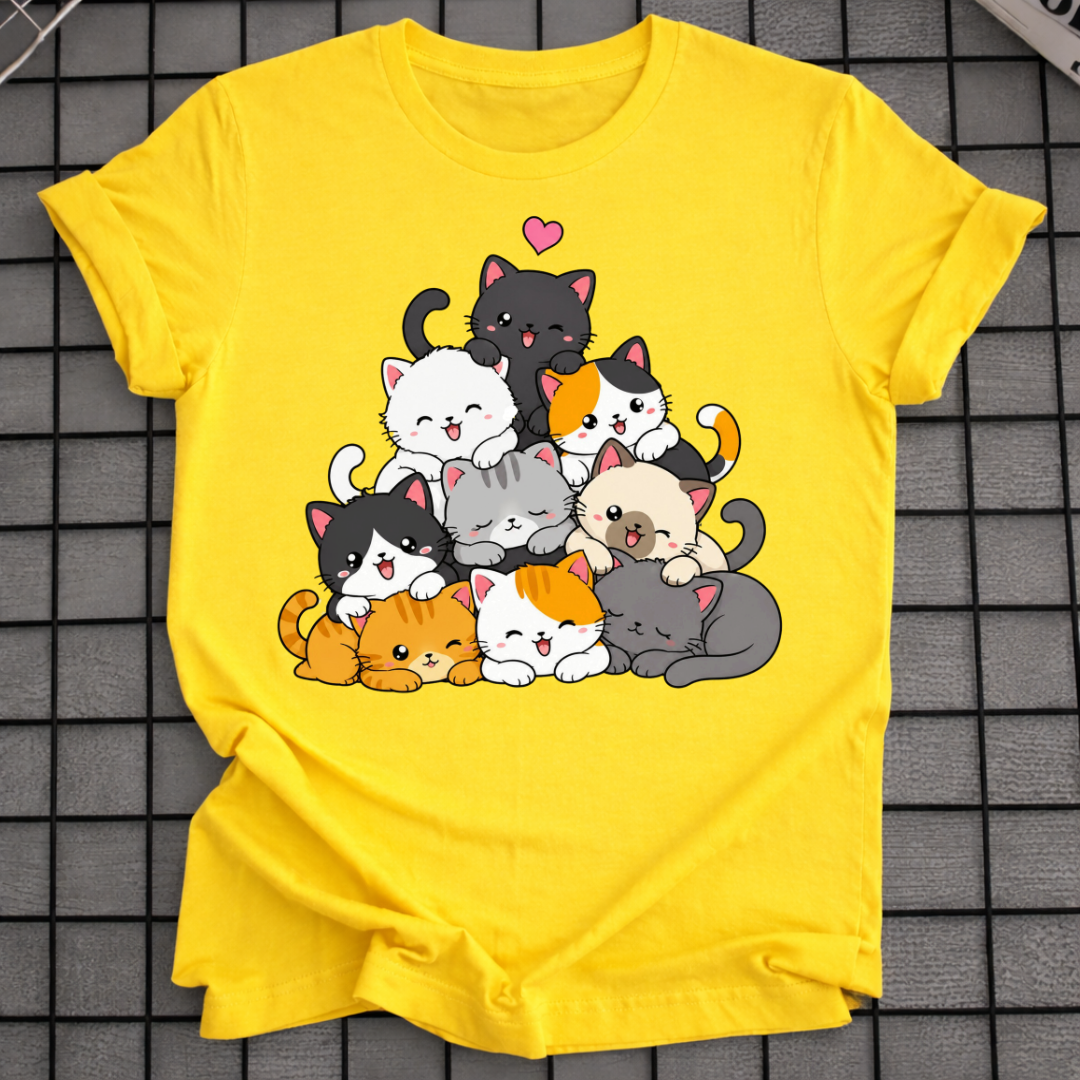 STAPEL VON KÄTZCHEN T-SHIRT