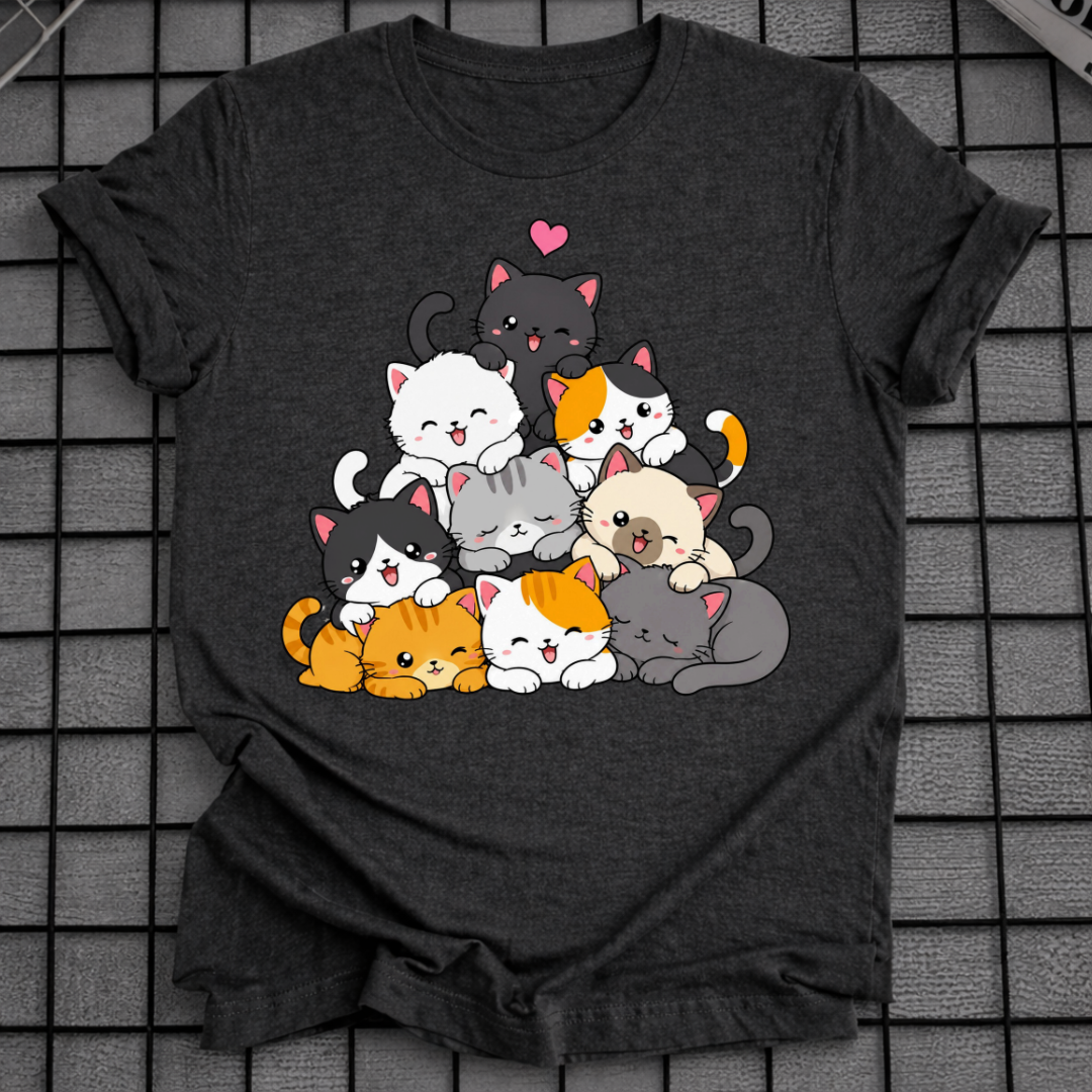 STAPEL VON KÄTZCHEN T-SHIRT