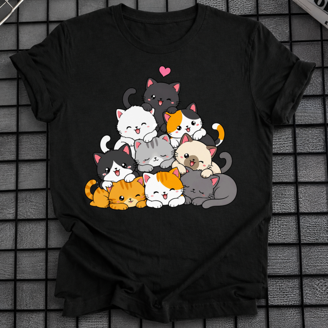 STAPEL VON KÄTZCHEN T-SHIRT