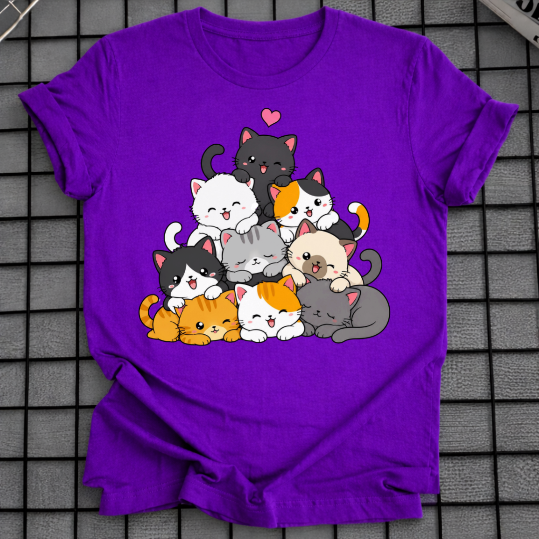 STAPEL VON KÄTZCHEN T-SHIRT