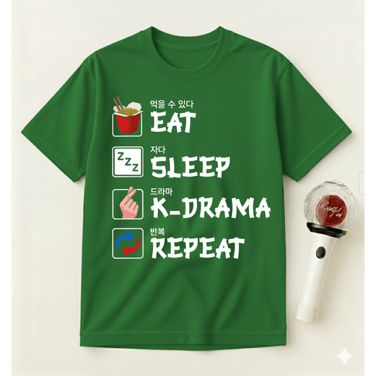 EAT SLEEP K-DRAMA REPEAT T-SHIRT