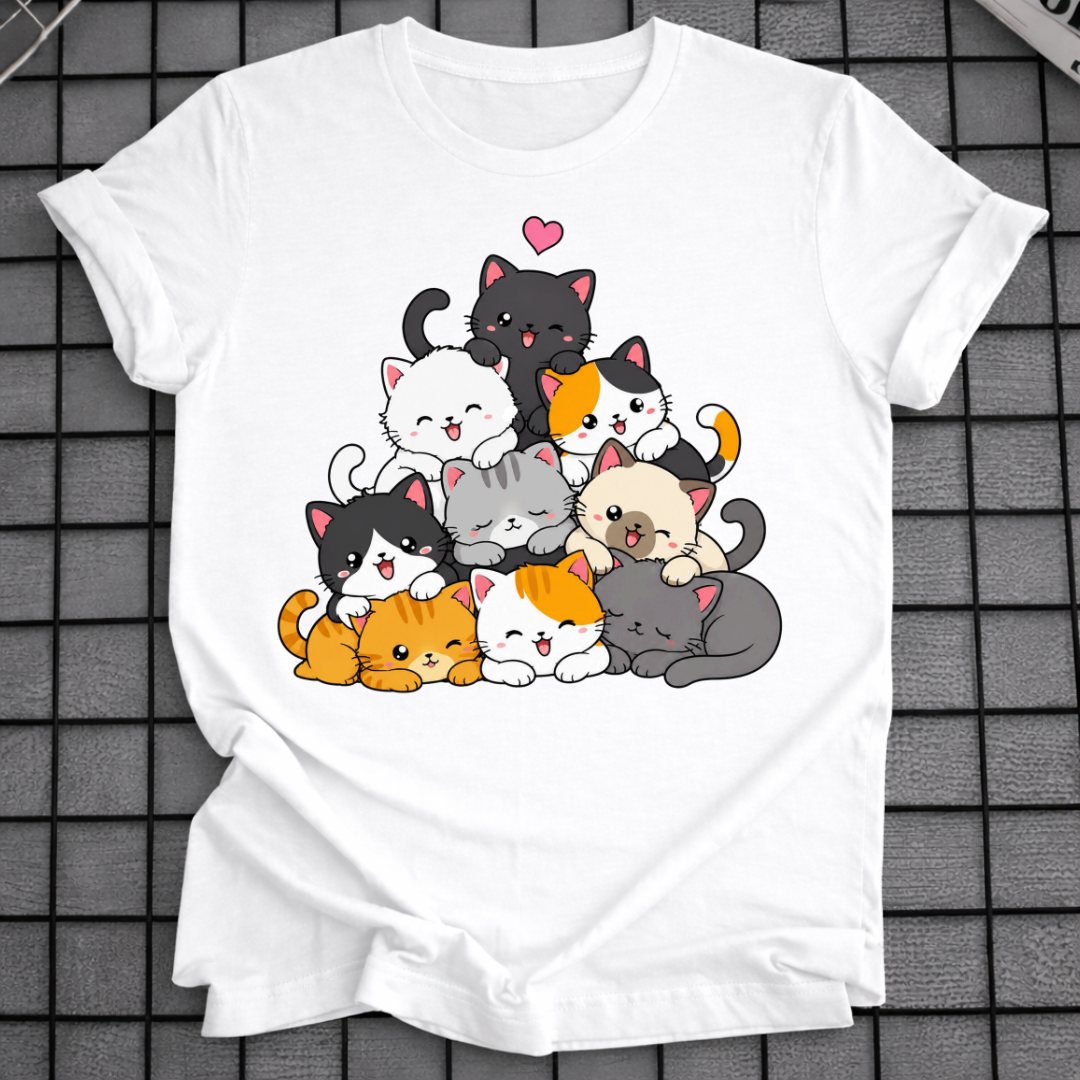 STAPEL VON KÄTZCHEN T-SHIRT