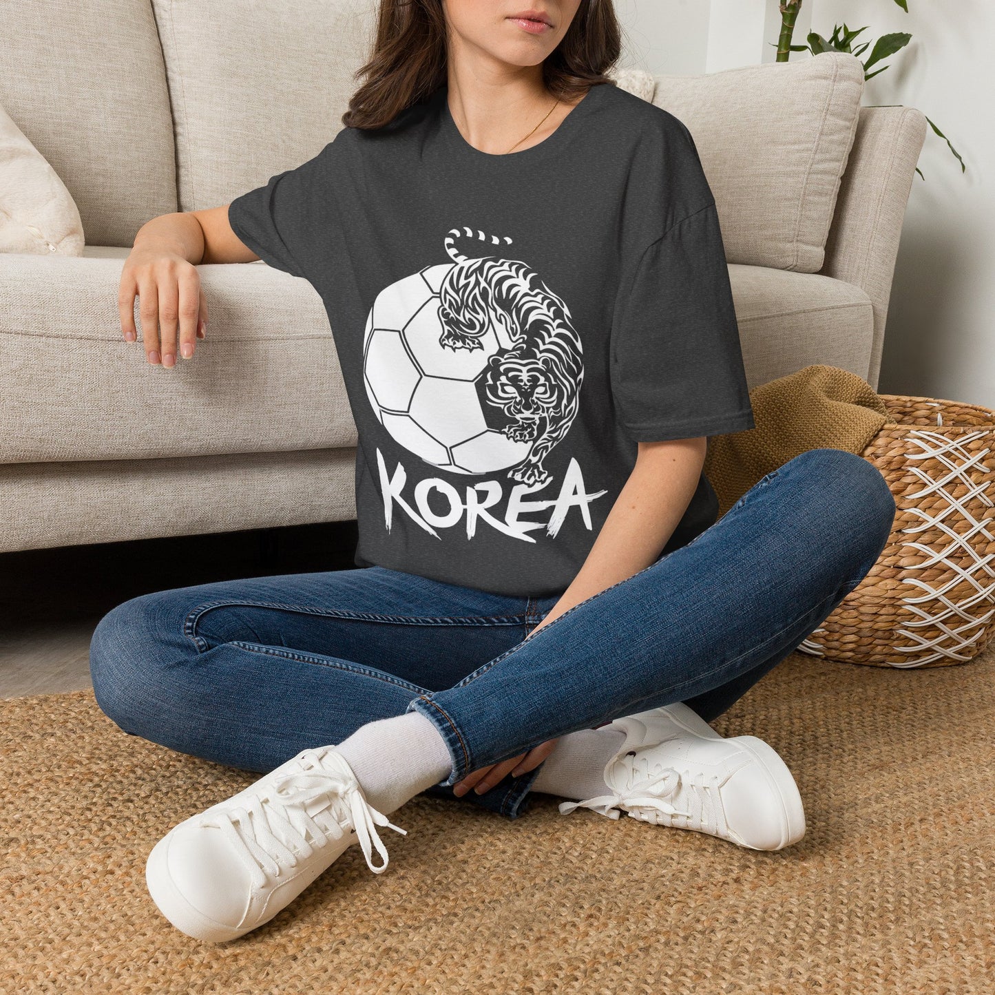 Korea Tiger Soccer T-Shirt — Bold KOREA Football Graphic Tee