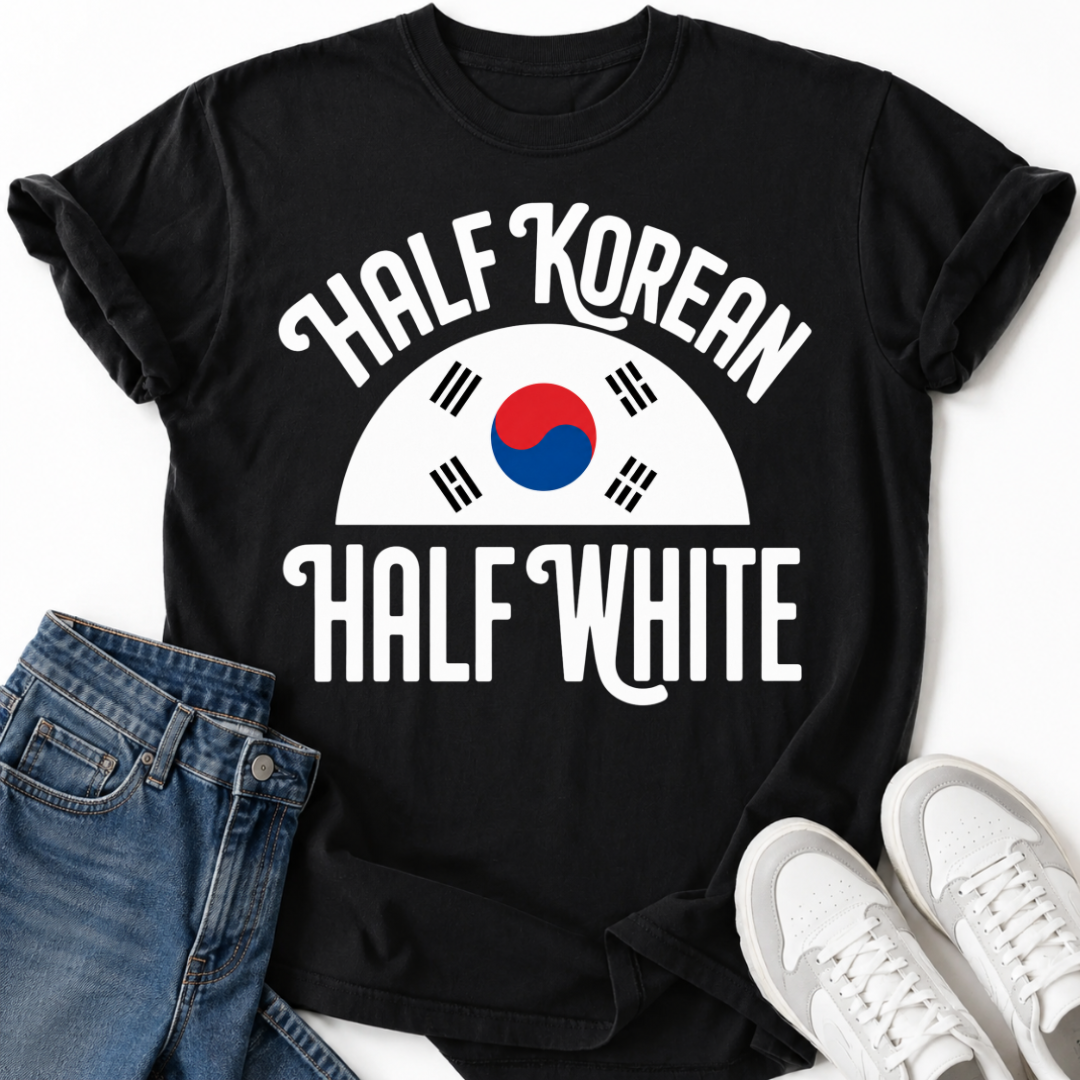 HALF KOREAN HALF WHITE T-SHIRT