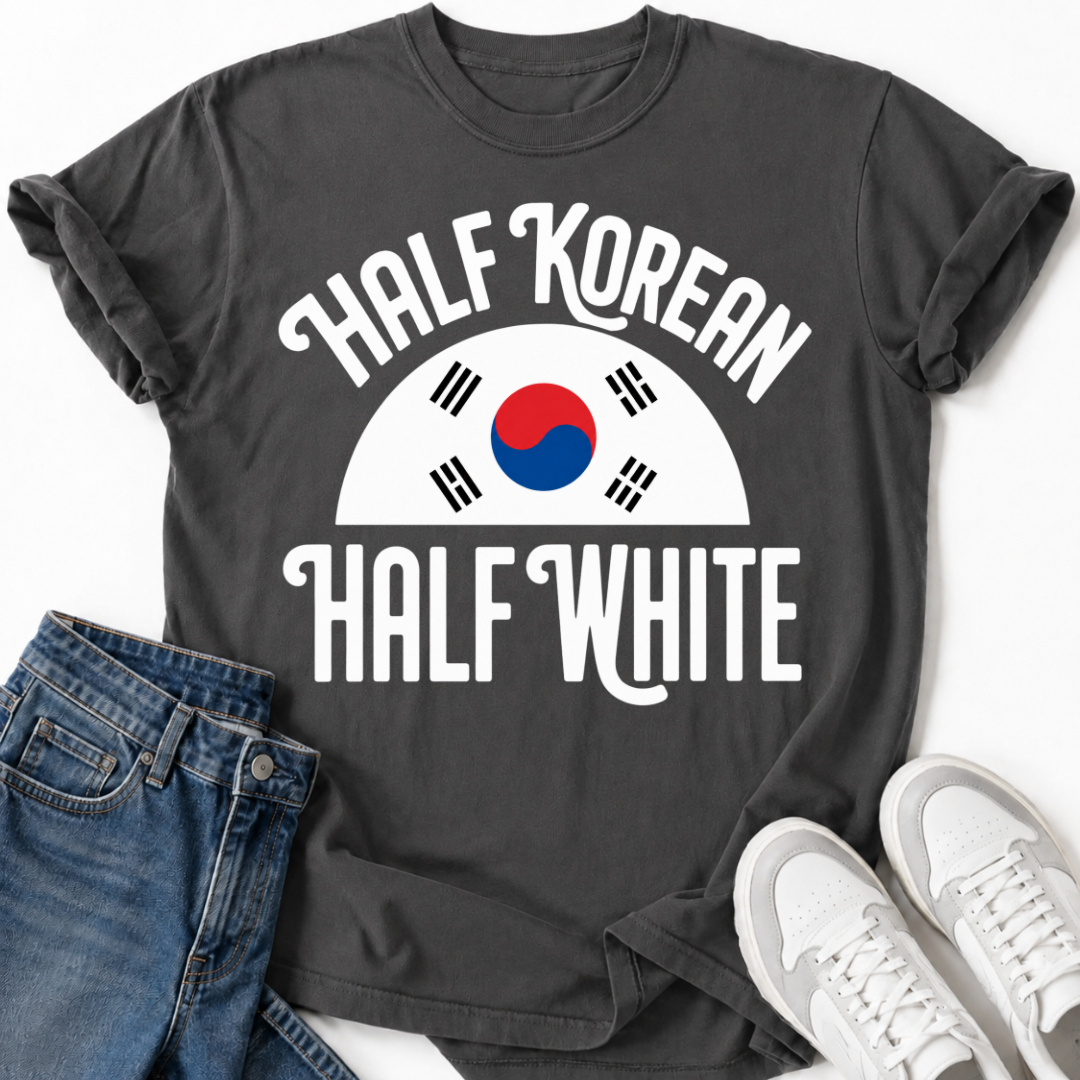 HALF KOREAN HALF WHITE T-SHIRT
