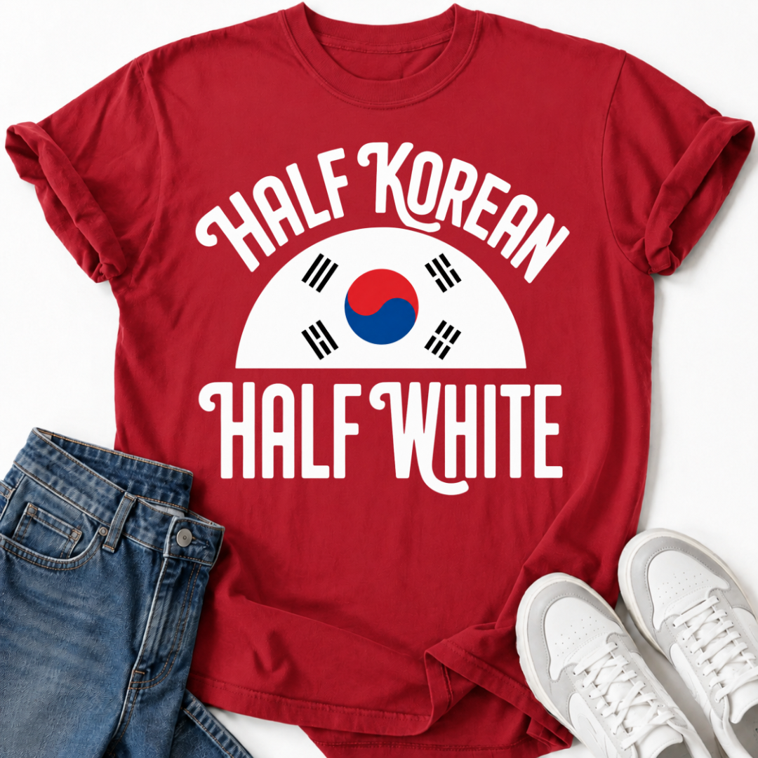 HALF KOREAN HALF WHITE T-SHIRT